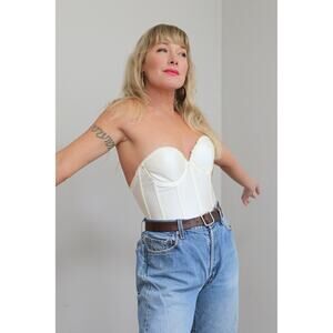 1990's Deadstock Vintage Empire Intimates Ivory Bustier ~ Women's XXS to MD 90's